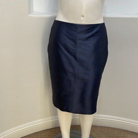 Linda Allard By Ellen Tracy Navy Women's Silk Jacket & Skirt Set Size 12/14 - Picture 13 of 16